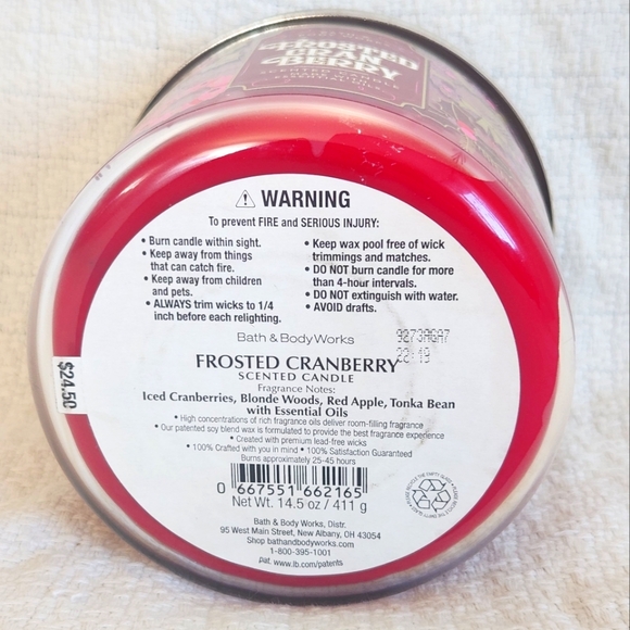 Bath and Body Works Frosted Cranberry Three Wick Candle - Picture 7 of 7